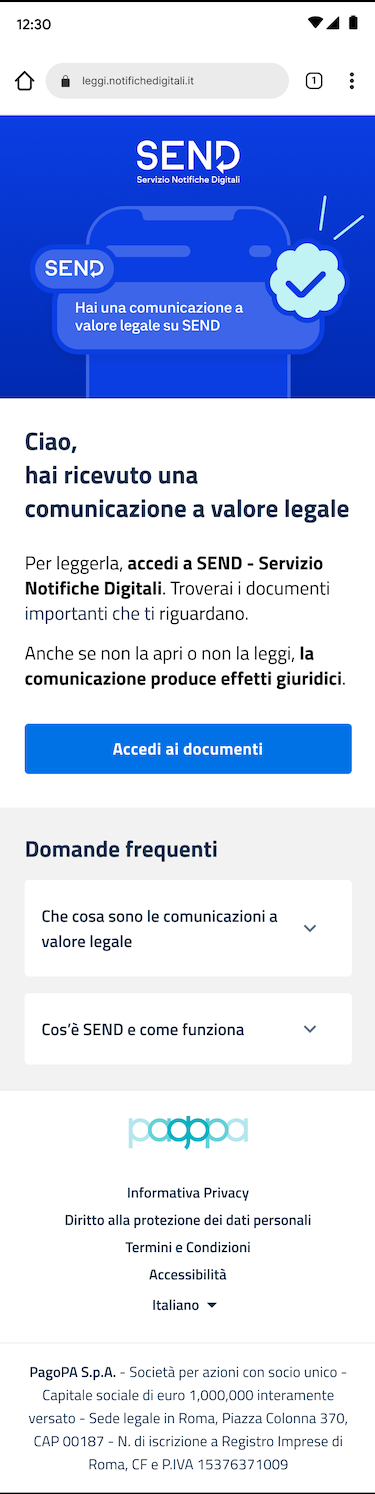 Landing page SEND