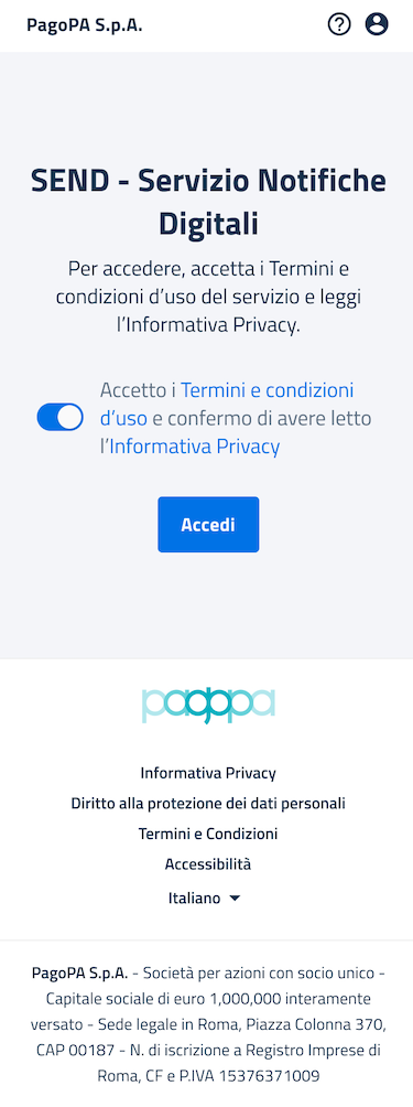 Accettazione TOS